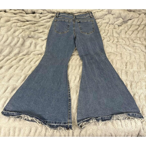 Wild Fable Jeans Women 9 Extreme Flare High Rise Button Fly Blue Boho Hippie - Picture 2 of 10